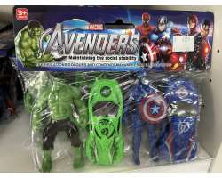 Sada 2ks Figurek , 2ks Autek - Marvel - Avengers -  Hulk, Kapitn Amerika 9cm(nov)  - 69 K